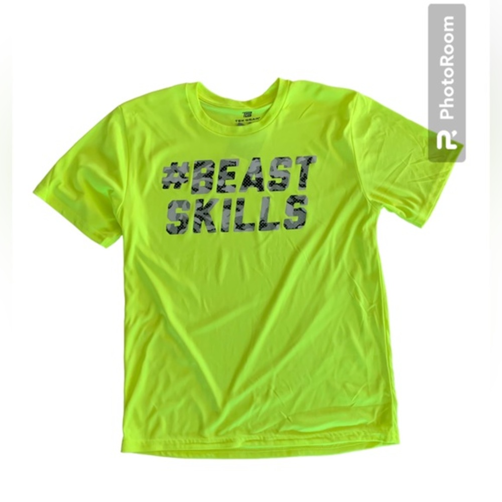 Tek Gear Boys Beast Skills Neon Yellow Graphic‎ T-Shirt XL FEB012RR